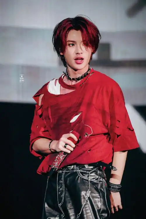 黄明昊演唱会红发饭拍#黄明昊演唱会饭拍,红色造型好带感!