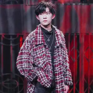 易烊千玺同款国潮复古格子衬衫外套长袖毛呢经典流行宽松时尚情侣