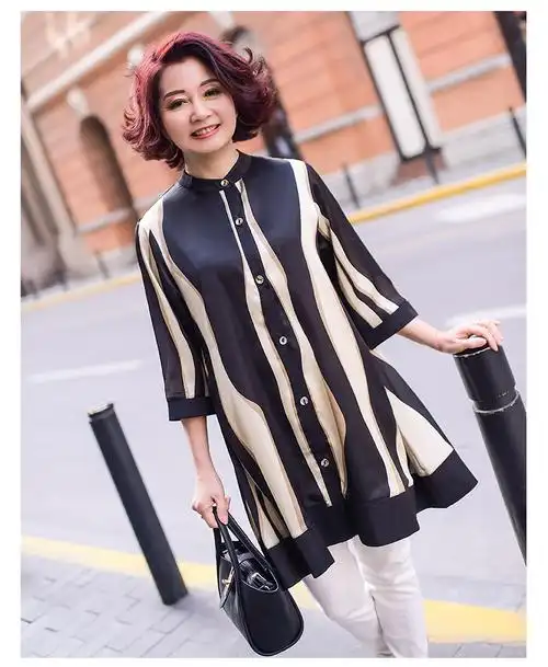 衬衫妈妈装大码中袖上衣40-50岁春装中年女装定制【价格 图片 品牌