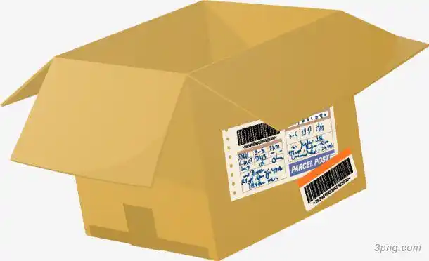 打开的快递包裹简图png素材透明免抠图片-卡通手绘