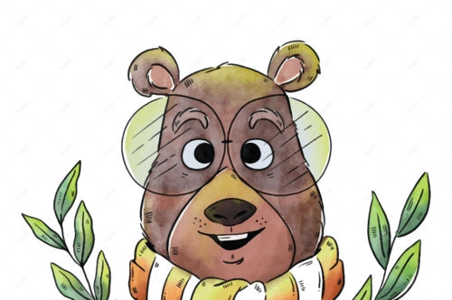 卡通戴眼镜的狗熊矢量素材