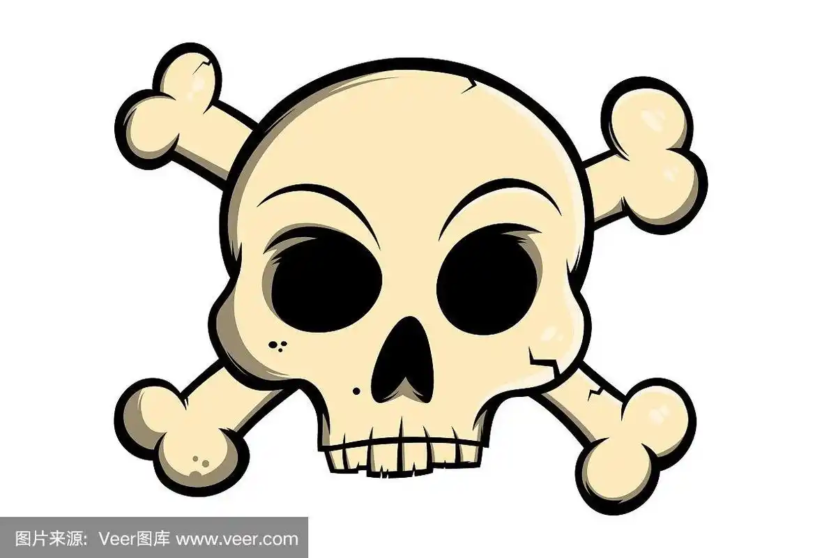 卡通骷髅和交叉骨头矢量插图