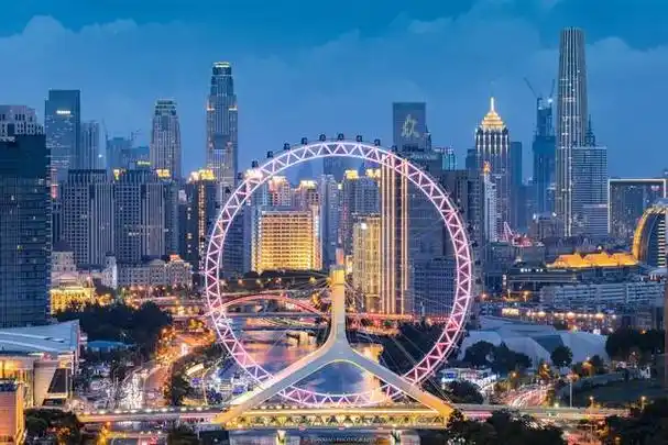 柔美的天津之眼展开在眼前,周围是海河两岸的美丽建筑,随便一按就是