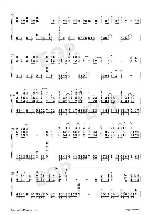 一眼万年钢琴简谱-s.h.e演唱2