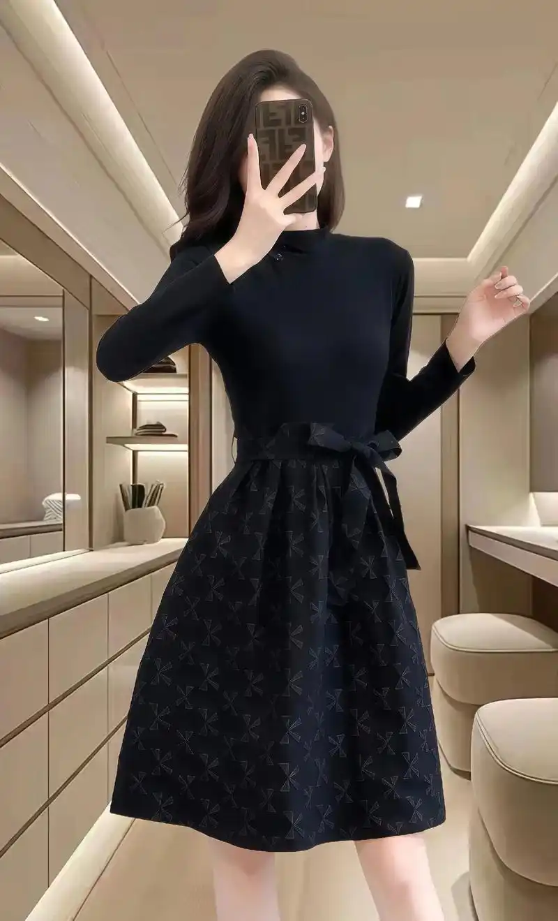 高品质国风毛衣打底裙连衣裙女秋冬新款显瘦高