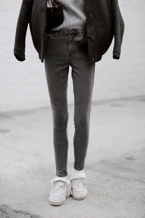 6848# 新款牛仔裤女烟灰色铅笔裤显瘦紧身修身弹力小脚裤韩国潮