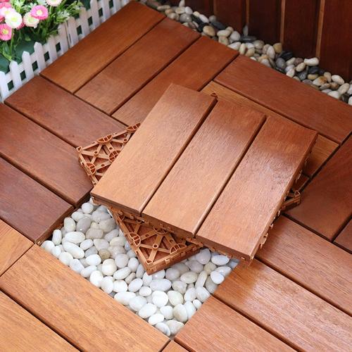 户外阳台防腐木实木拼接地板庭院露台菠萝格地面铺设diy 自拼防水 -