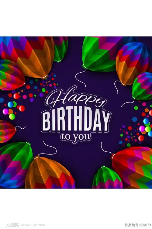 彩色纸质气球生日贺卡矢量素材