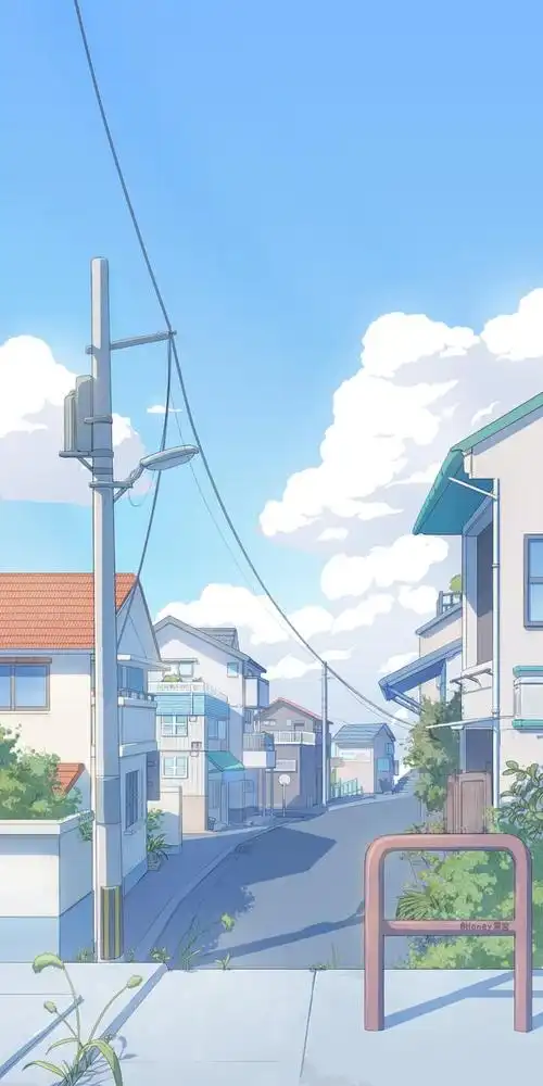 日系插画壁纸,唯美宁静的海边小镇