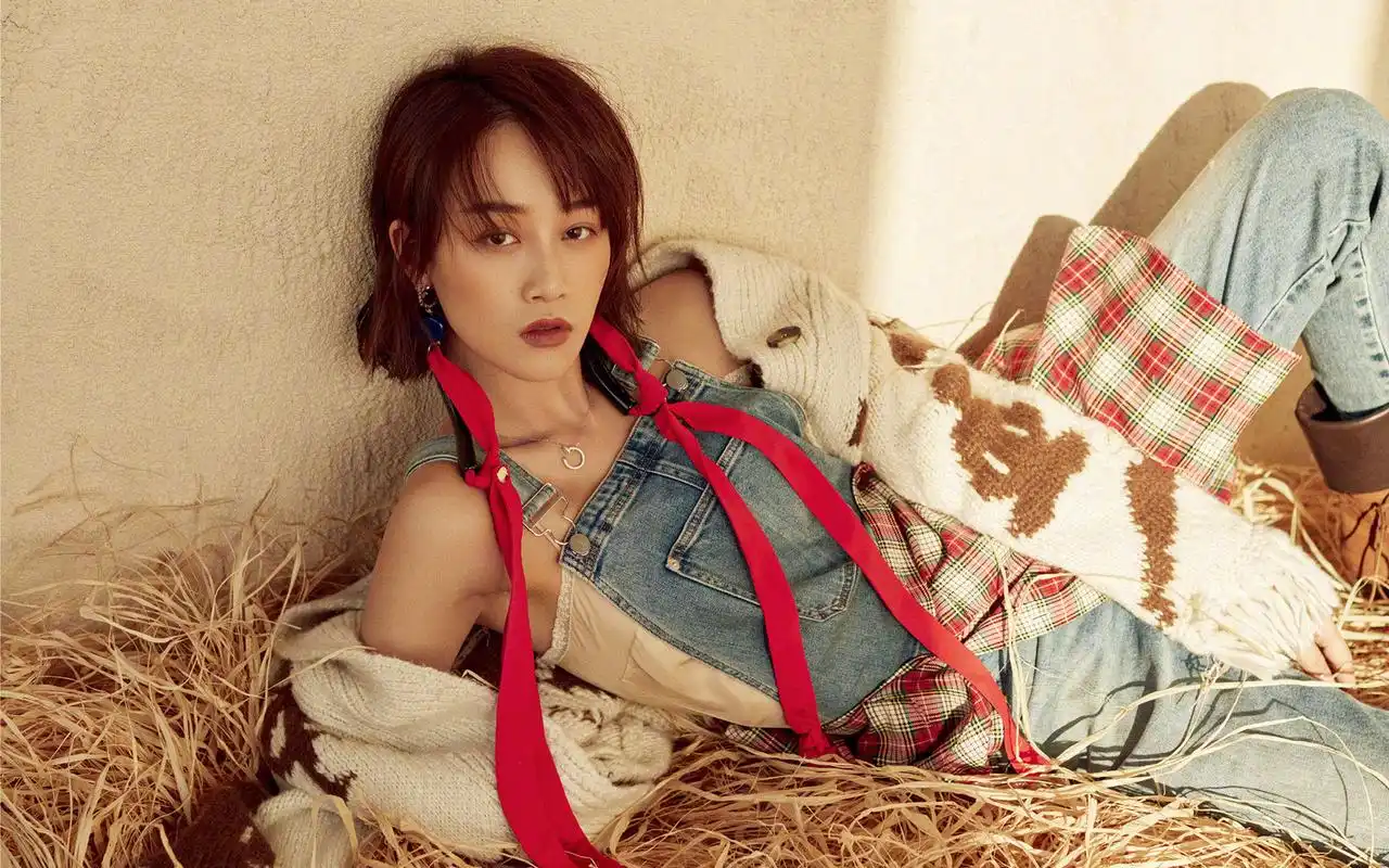 蓝盈莹西部牛仔风写真高清桌面壁纸