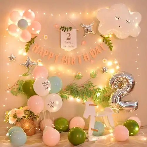 ins宝宝儿童主题生日气球装饰女孩周岁快乐派对气球