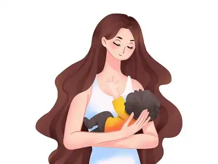 彩色手绘卡通母亲节人物妈妈抱宝宝元素png素材