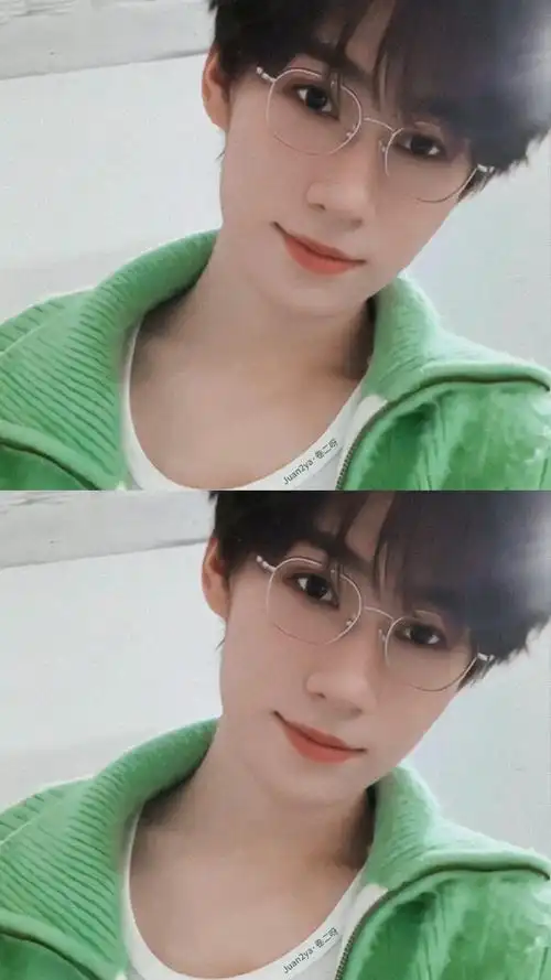 跟大家见面啦,哈咯,晚安93)绿色·金丝眼镜框张真源@时代少年团