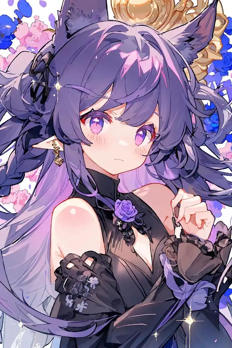 紫色魅力:二次元女孩的唯美瞬间