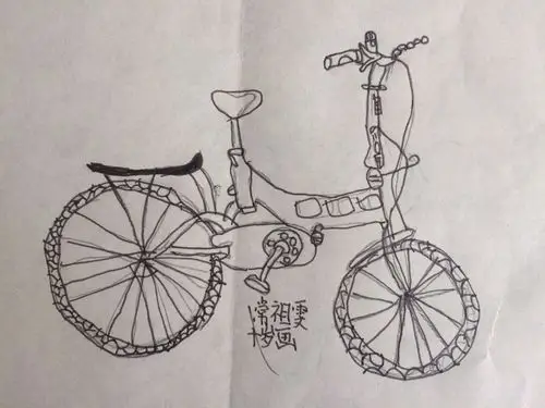 三年级一班学生作品《线描自行车》