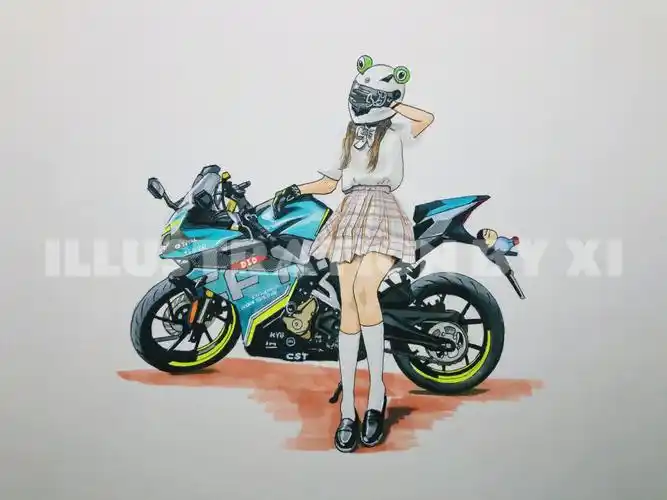 手绘摩托车型展示466cfmoto春风250sr