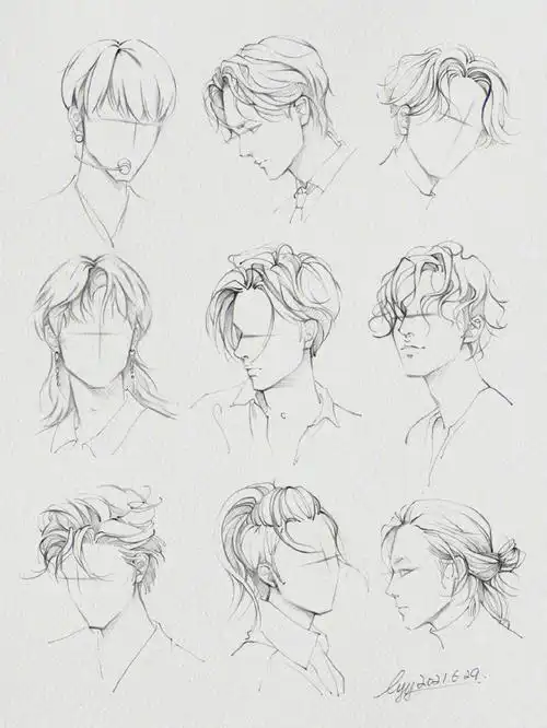 一些关于动漫男生发型参考麻竹绘制练手