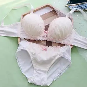 日系内衣女无钢圈套装聚拢薄款舒适甜美可爱少女文胸高中学生春季