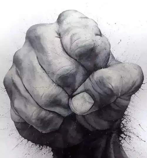 这些充满力量感的素描都是用手指蘸着丙烯画的!