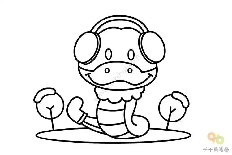 教你画冬天的蛇简笔画