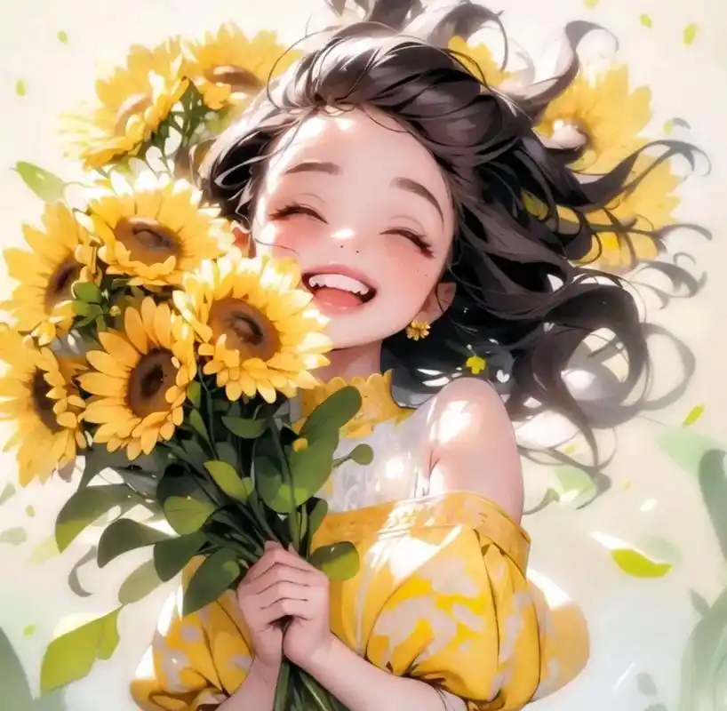 笑容最治愈的女孩 #漫画女孩 #治愈系 #向日葵女孩 - 抖音