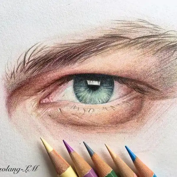 临摹 #手绘  #眼睛 #彩铅 #彩铅画 #彩铅画眼睛 # - 抖音