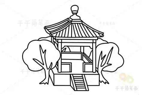 亭子的简笔画古代亭子的简笔画