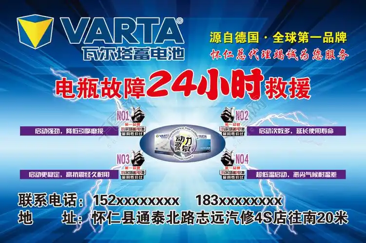 源自德国品牌瓦尔塔蓄电池不干胶宣传海报单