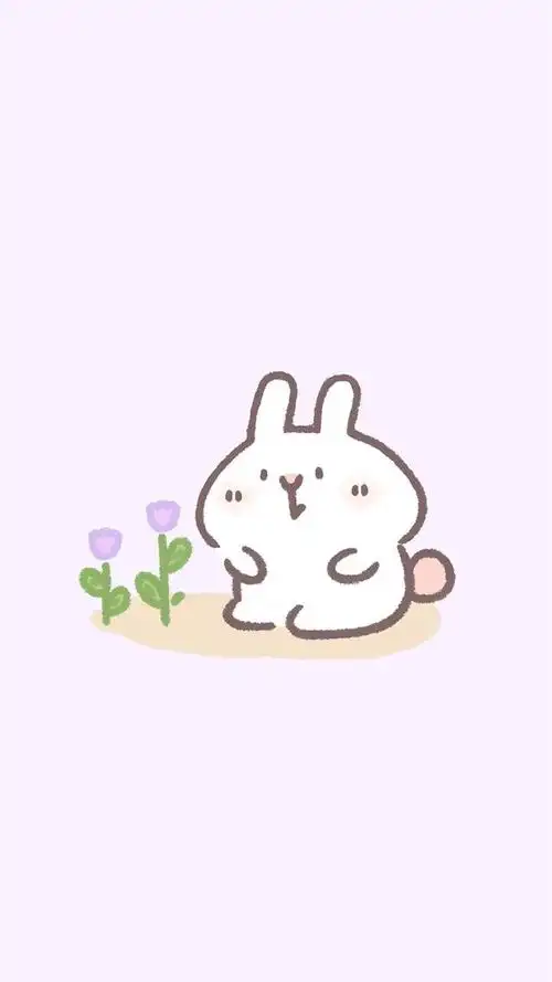 兔子和熊手机壁纸,简约的线条刻画出萌萌的小动物,温馨治愈