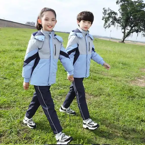 小学生校服秋冬装棉服一年级班服冲锋衣套装冬季加厚棉衣外套红色