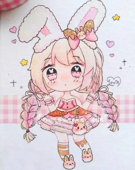 人物小头像女孩卡通原创q版彩铅简笔画女生头像q版动漫少女系列|关注