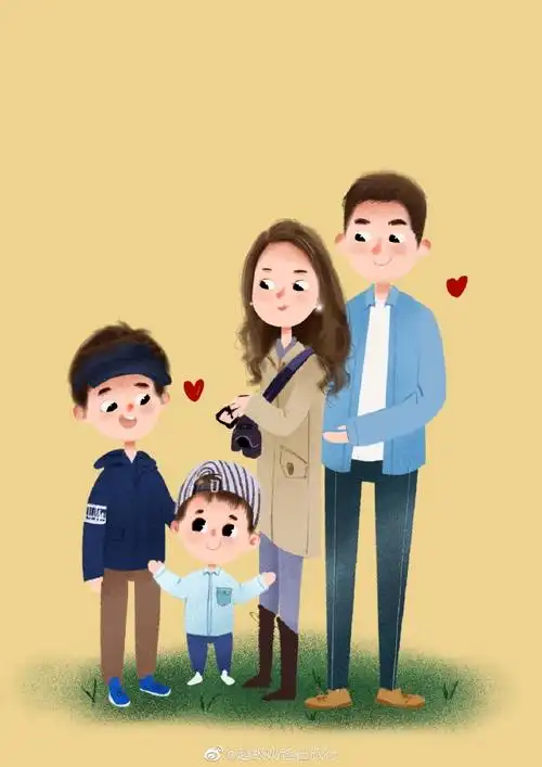 微博萌友圈#这是我们一家四口卡通版的全家福,你们觉得像吗?