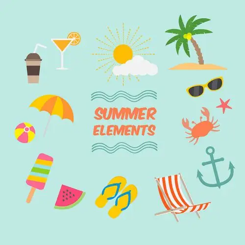 各种夏季元素平面设计素材