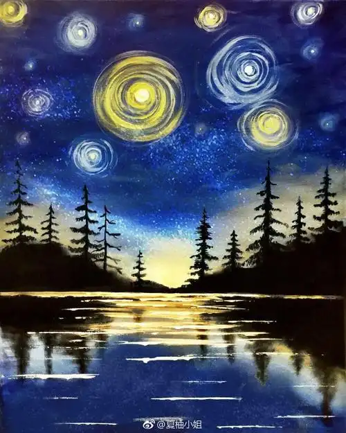 温柔梦幻的水粉风景画via夏柚小姐