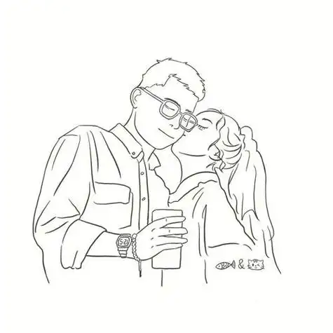 7810r情侣头像简笔线稿hh限量接稿中