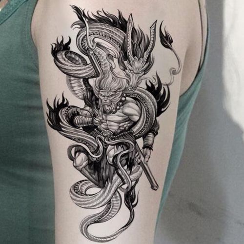 南欧世爵(nou61knight) 猴子纹身贴:防水斗战胜佛大花臂男女孙悟空