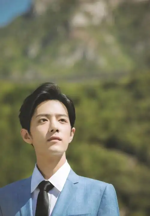 肖战我的中国心朋友圈背景蓝色干净壁纸