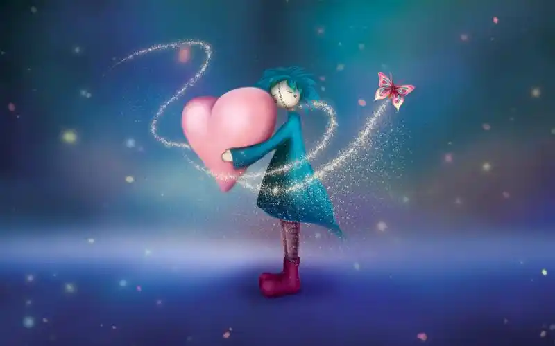 壁纸,卡通,爱心,女孩,1920x1200尺寸壁纸-回车桌面