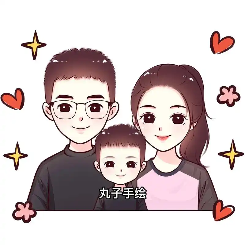 超可爱的一家三口亲子卡通头像来喽93.