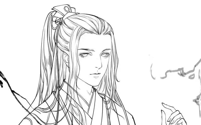 古风小鲜肉线稿过程