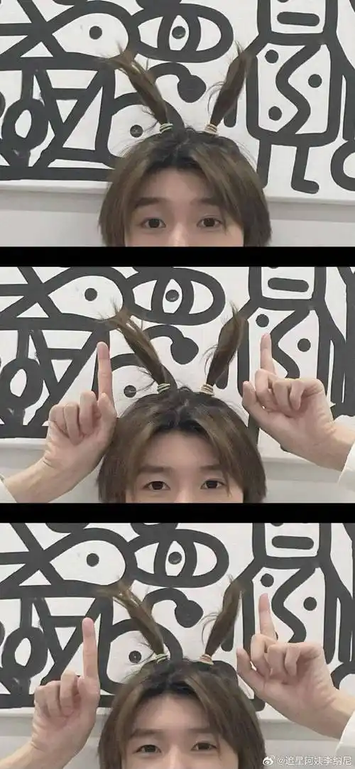 起猛了看见王源扎双小辫了