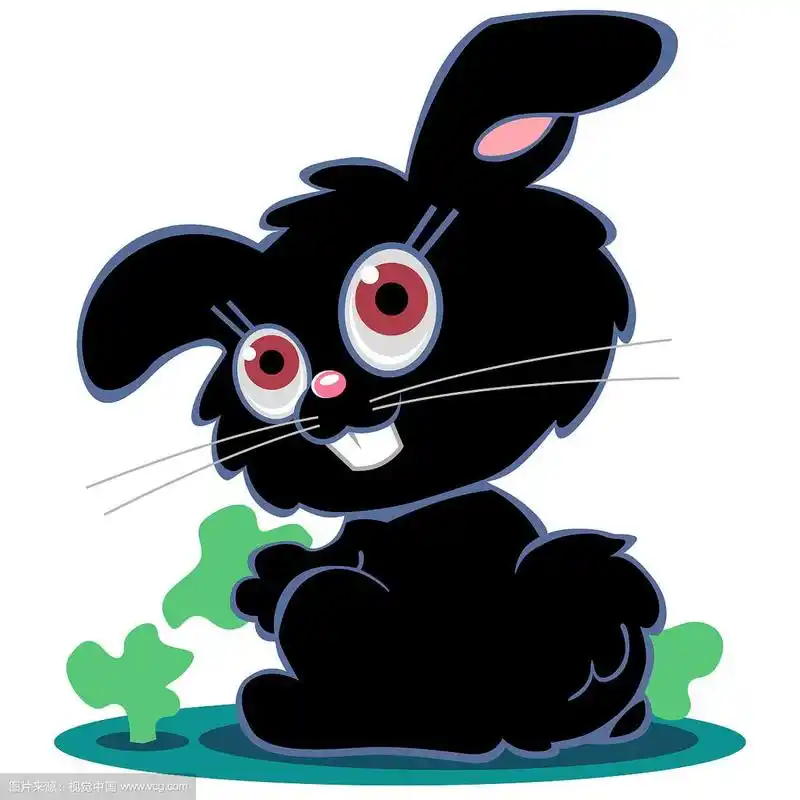 可爱的黑色卡通兔子兔子