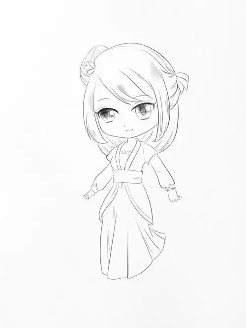 q版古风人物简笔画线稿 简笔画图片大全-蒲城教育文学网