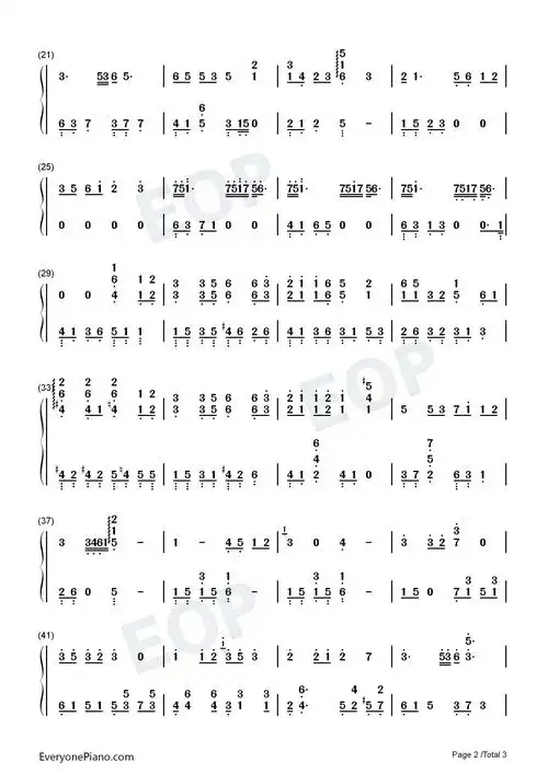 菊花台钢琴独奏版-周杰伦双手简谱预览2