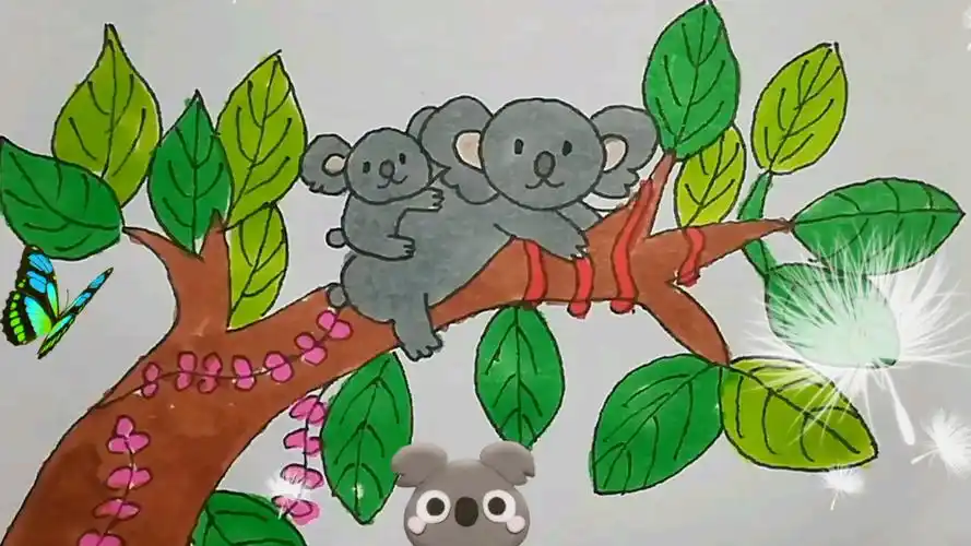 儿童画树袋熊,简笔画,卡通动漫,亲子育儿学画画.