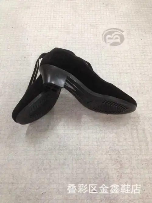 黔城牌女士平绒面宾馆酒店商场礼仪广场舞蹈平底中跟专用布鞋