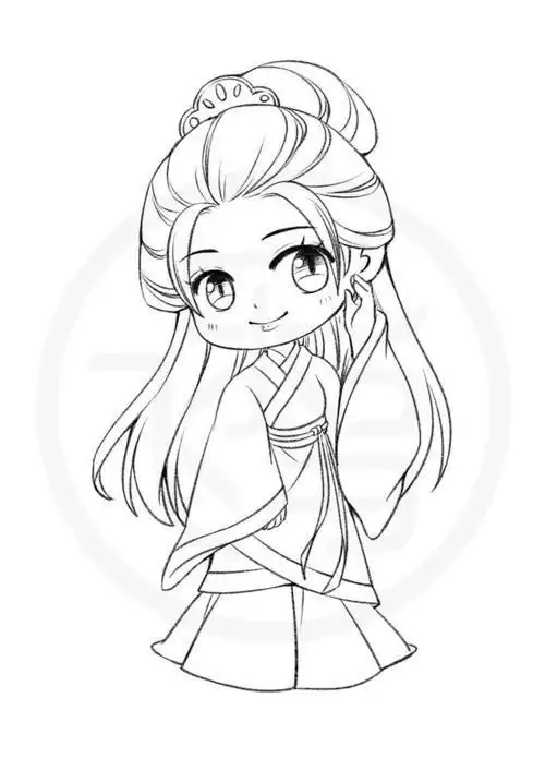 手抄报  正文   超可爱古风小姑娘简笔画q版人物简线稿 美少女 古风