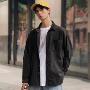 男士春秋灯芯绒衬衫潮流宽松外套2022新款男韩版男装休闲衬衣长袖