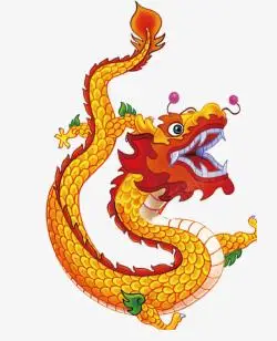 金黄色龙抬头龙图案彩绘大龙海报插画高清图片