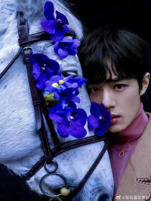 肖战咖色v领西装##肖战捧花写真